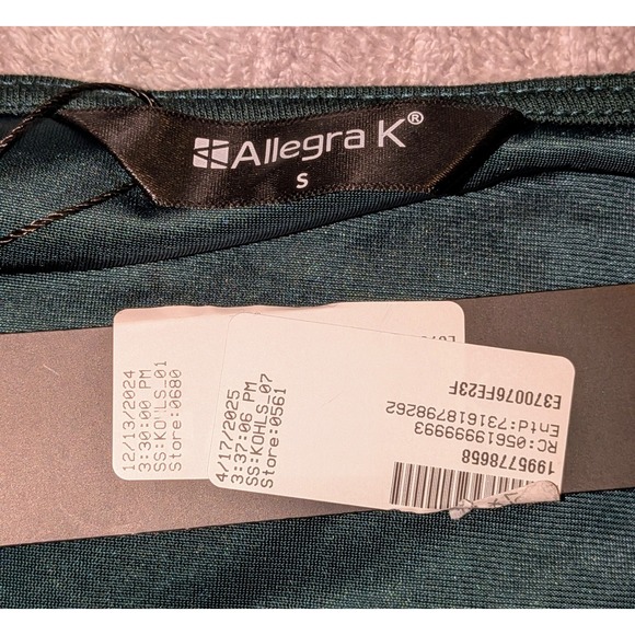 Allegra K Velvet Dress Small Green Gold Stars Square Neck‎ Long Sleeve Mini NWT - Picture 4 of 10